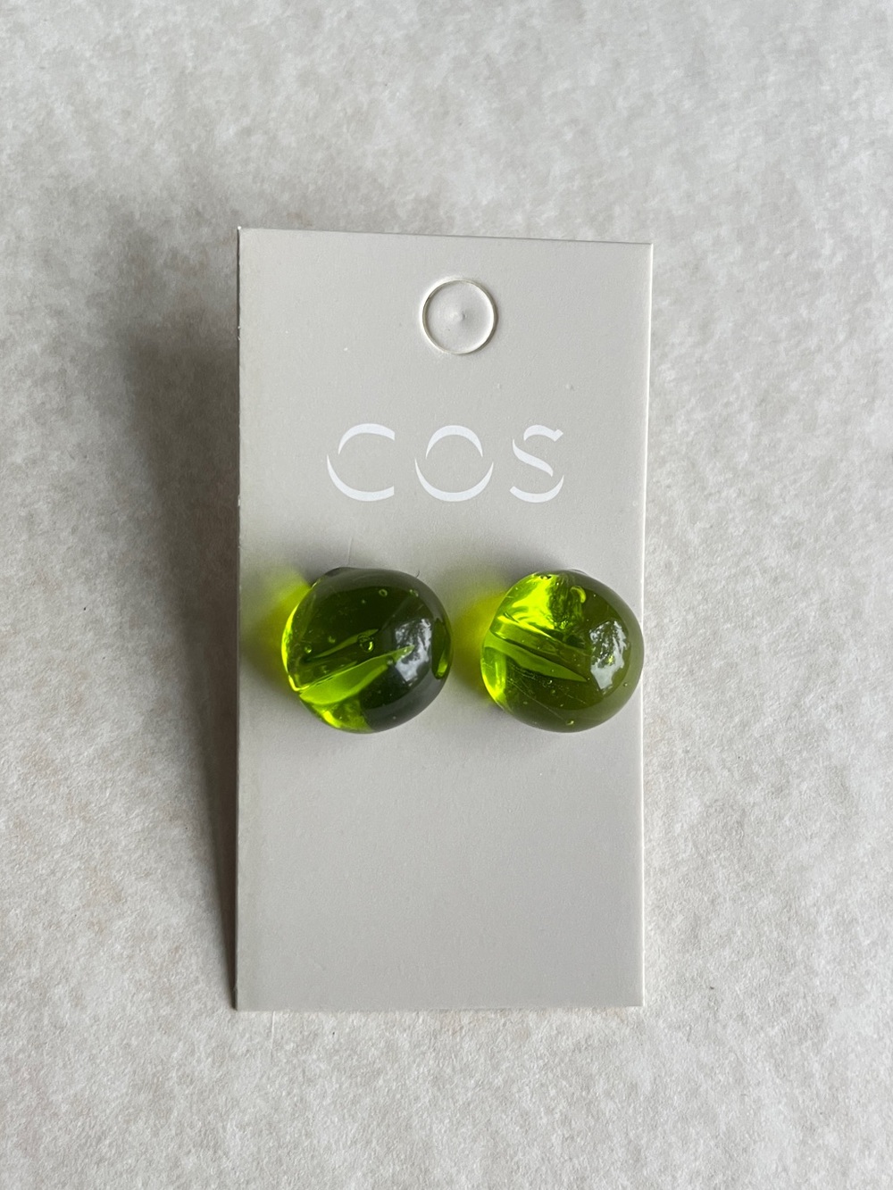 COS Neon Green Round Stud Earrings